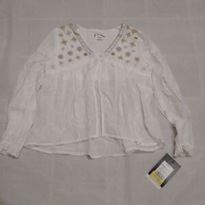NWT Art Class 6/6x Embroidered White Cardigan